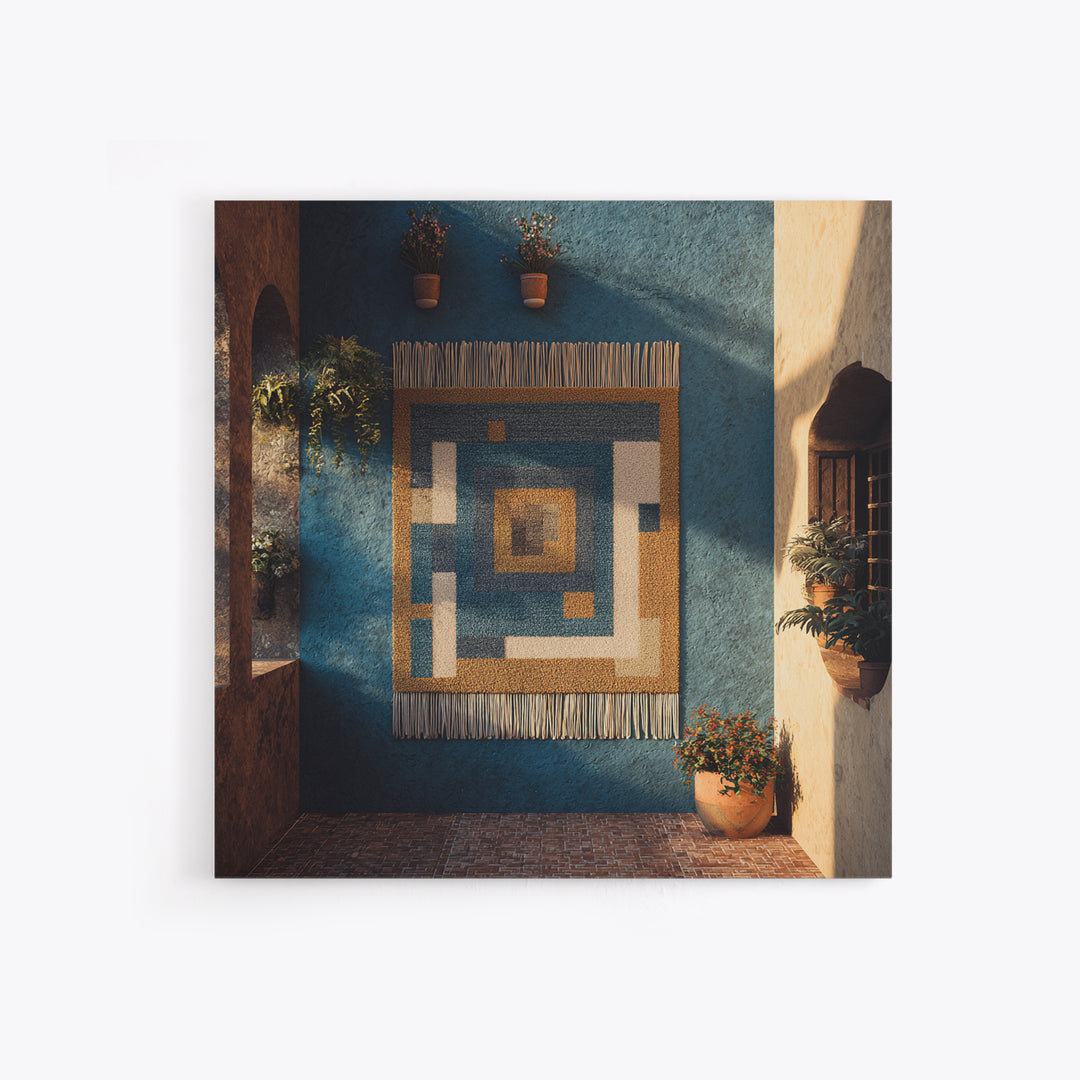Macrame Geometric Fringe Pattern Framed Canvas Print, Boho Art, Room Decor, Living Room Decor, Fine Art, Bohemian, Printable, BOH-1x1-79