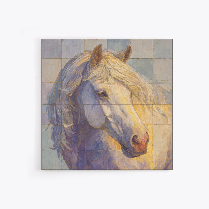 Wild Horse in Dusty Golden Light Framed Canvas Print, Boho Art, Printable, Living Room Decor, Bohemian, Abstract Wall Art, BOH-1x1-8