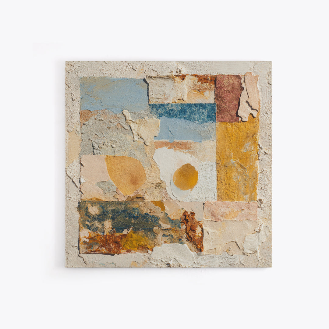 Organic Shape Collage Framed Canvas Print, Boho Art, Printable, Living Room Decor, Abstract Art, Bohemian, Abstract Wall Art, BOH-1x1-96