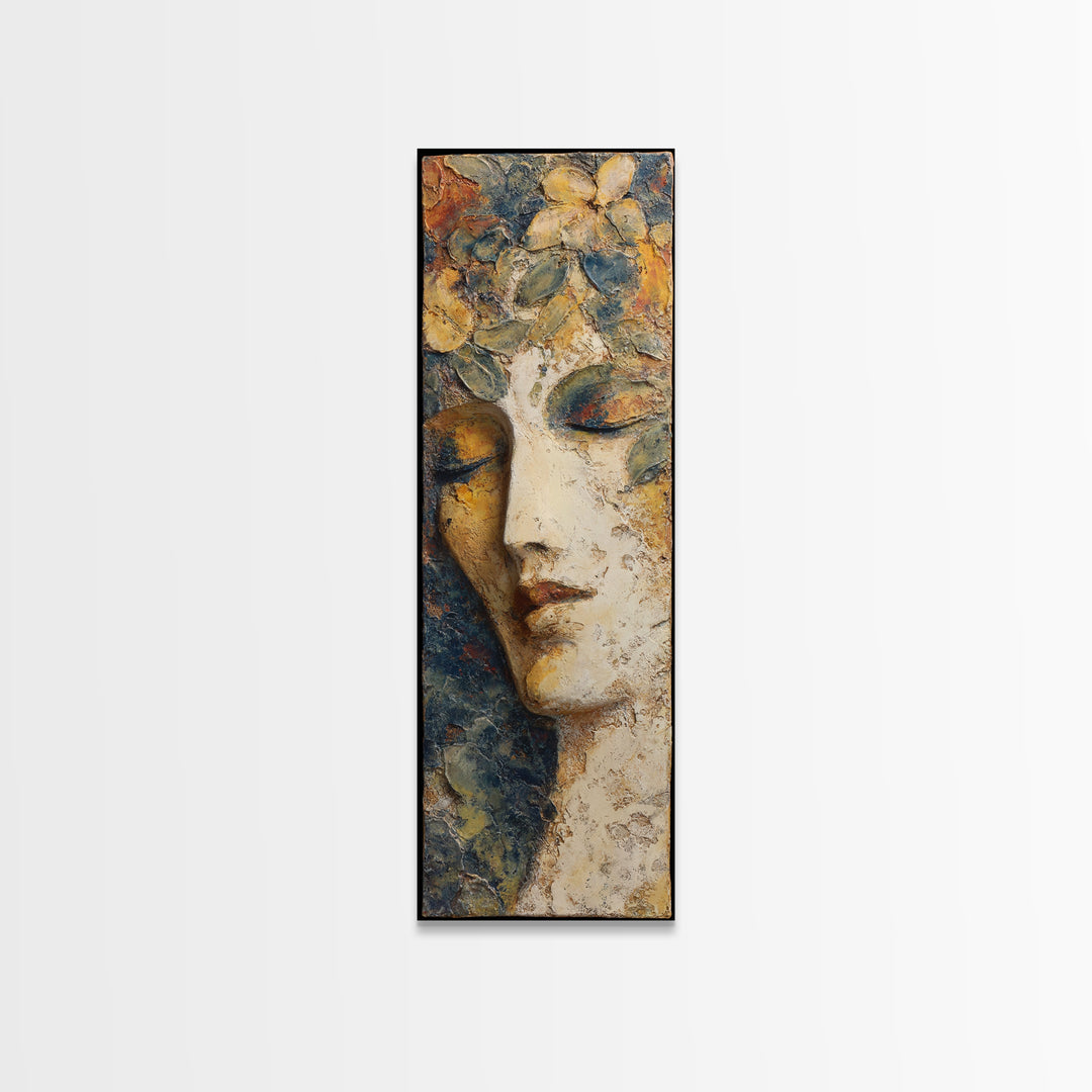 Abstract Female Face Canvas Print, Boho Art, Mid Century Modern, Living Room Decor, Fine Art, Bohemian, Boho Wall Art, BOH-1x3-16