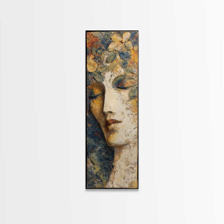 Abstract Female Face Canvas Print, Boho Art, Mid Century Modern, Living Room Decor, Fine Art, Bohemian, Boho Wall Art, BOH-1x3-16