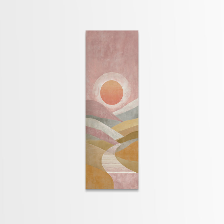Sunrise over Rolling Dunes in Muted Peach Canvas Print, Boho Art, Wall Art Print, Living Room Decor, Fine Art, Bohemian, BOH-1x3-33