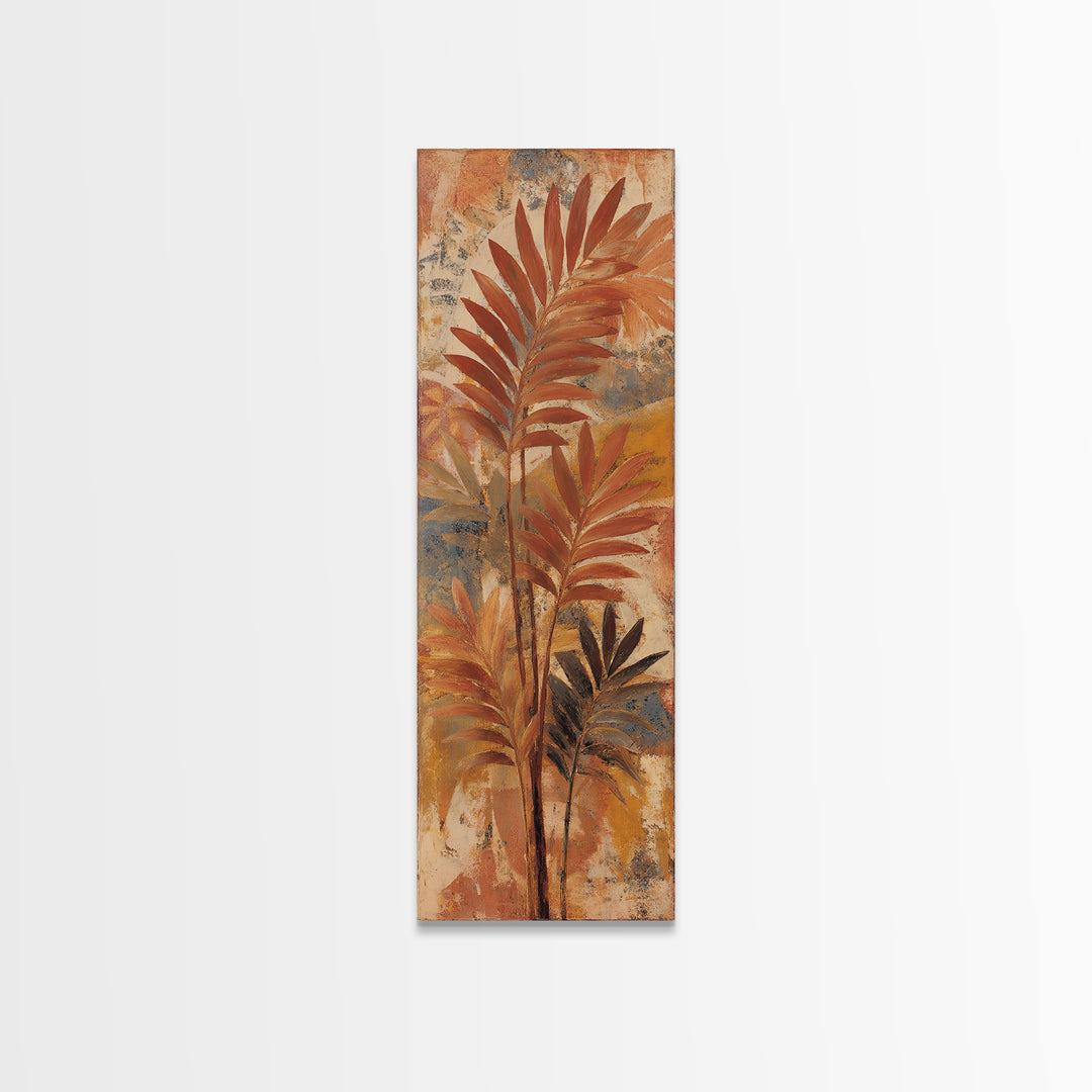 Terracotta Palm Leaves Canvas Print, Boho Art, Neutral Decor, Living Room Decor, Fine Art, Bohemian, Wall Decor, Prints, BOH-1x3-41