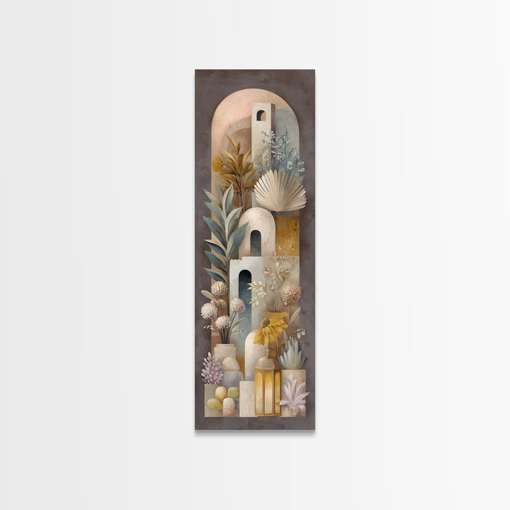Hand Painted Moroccan Arch Canvas Print, Boho Art, Neutral Decor, Living Room Decor, Oil Painting, Bohemian, Wall Decor, BOH-1x3-55