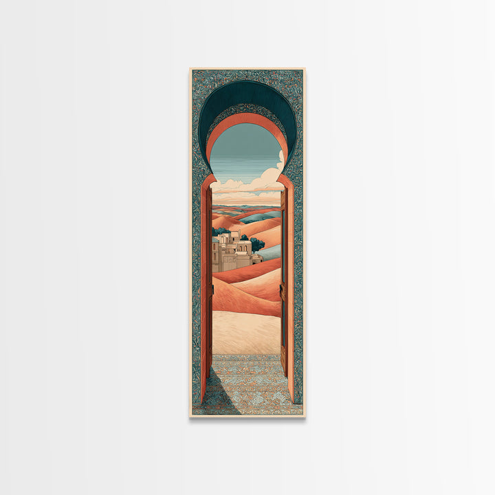 Sunrise over Rolling Dunes in Muted Peach Canvas Print, Boho Art, Art Prints, Living Room Decor, Abstract Art, Bohemian, BOH-1x3-57