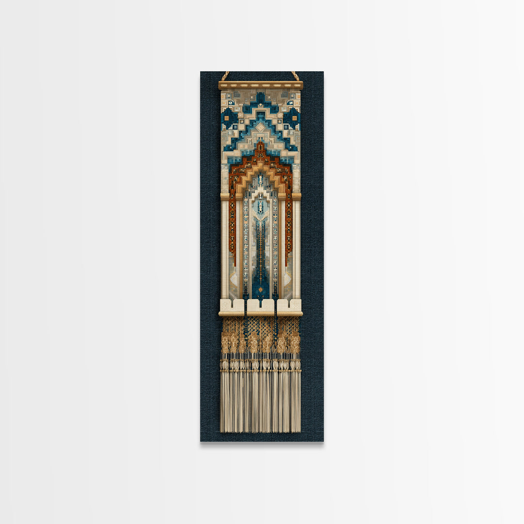 Macrame Geometric Fringe Pattern Canvas Print, Boho Art, Minimalist Decor, Living Room Decor, Abstract Art, Bohemian, BOH-1x3-67