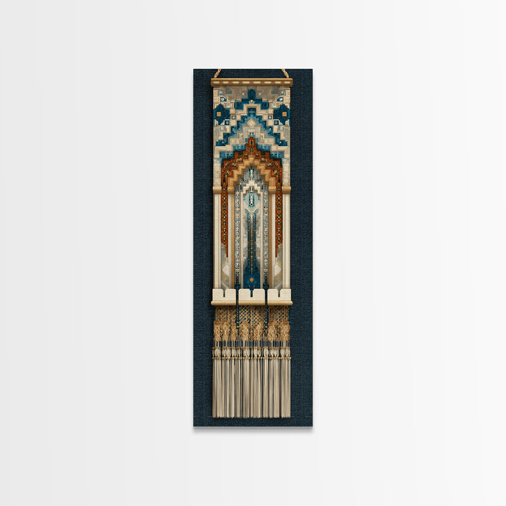 Macrame Geometric Fringe Pattern Canvas Print, Boho Art, Minimalist Decor, Living Room Decor, Abstract Art, Bohemian, BOH-1x3-67