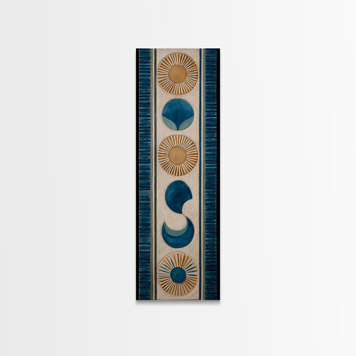 Sun and Moon Celestial Folk Motif Framed Canvas Print, Boho Art, Room Decor, Living Room Decor, Fine Art, Bohemian, Printable, BOH-1x3-70