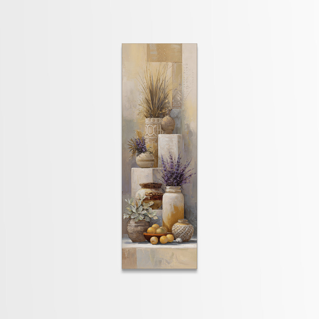 Tribal Neutral Pattern Framed Canvas Print, Boho Art, Textured Painting, Living Room Decor, Fine Art, Bohemian, BOH-1x3-74