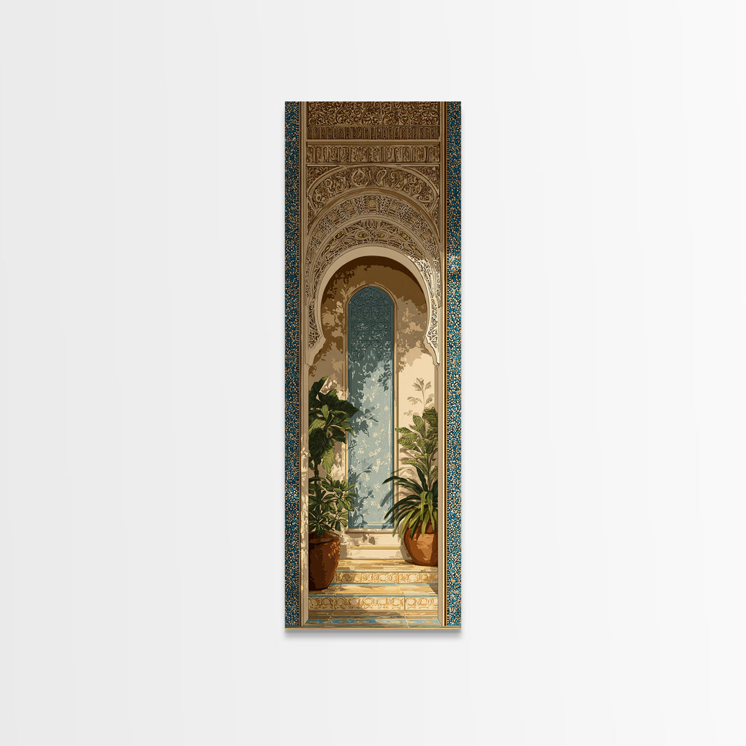 Hand Painted Moroccan Arch Framed Canvas Print, Boho Art, Room Decor, Living Room Decor, Fine Art, Bohemian, Printable, BOH-1x3-79