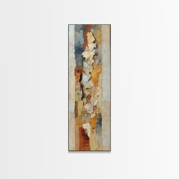 Organic Shape Collage Framed Canvas Print, Boho Art, Boho Decor, Living Room Decor, Fine Art, Bohemian, Textured Painting, BOH-1x3-84