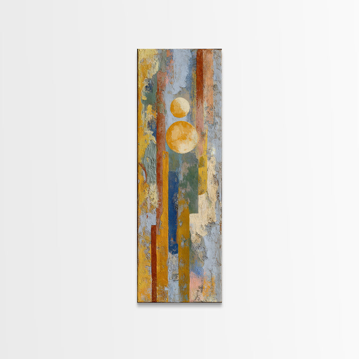 Sun and Moon Celestial Folk Motif Canvas Print, Boho Art, Home Decor, Living Room Decor, Fine Art, Bohemian, Artwork, BOH-1x3-94