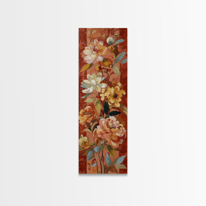 Burnt Orange Floral Field at Sunset Canvas Print, Boho Art, Home Decor, Living Room Decor, Fine Art, Bohemian, Artwork, BOH-1x3-97