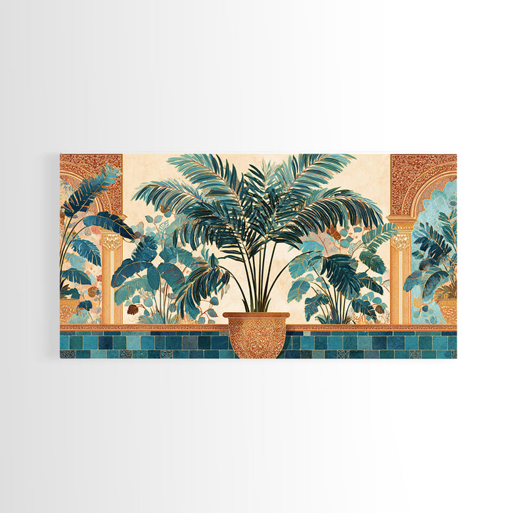 Terracotta Palm Leaves Framed Canvas Print, Boho Art, Wallart, Living Room Decor, Fine Art, Bohemian, Living Room Wall Art, BOH-2x1-1