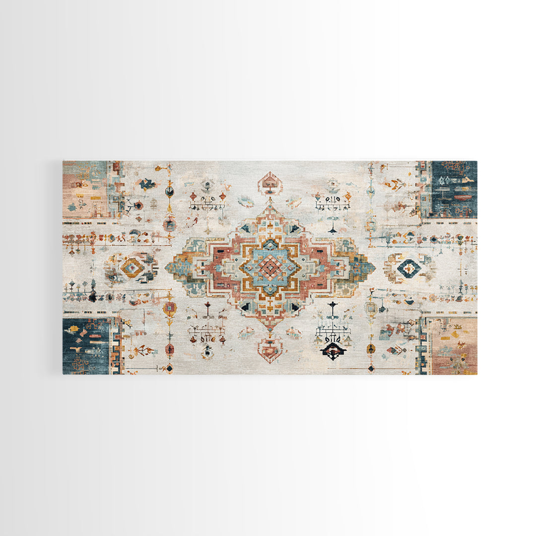Tribal Neutral Pattern Framed Canvas Print, Boho Art, Prints, Living Room Decor, Fine Art, Bohemian, Abstract Art, Canvas Art, BOH-2x1-10