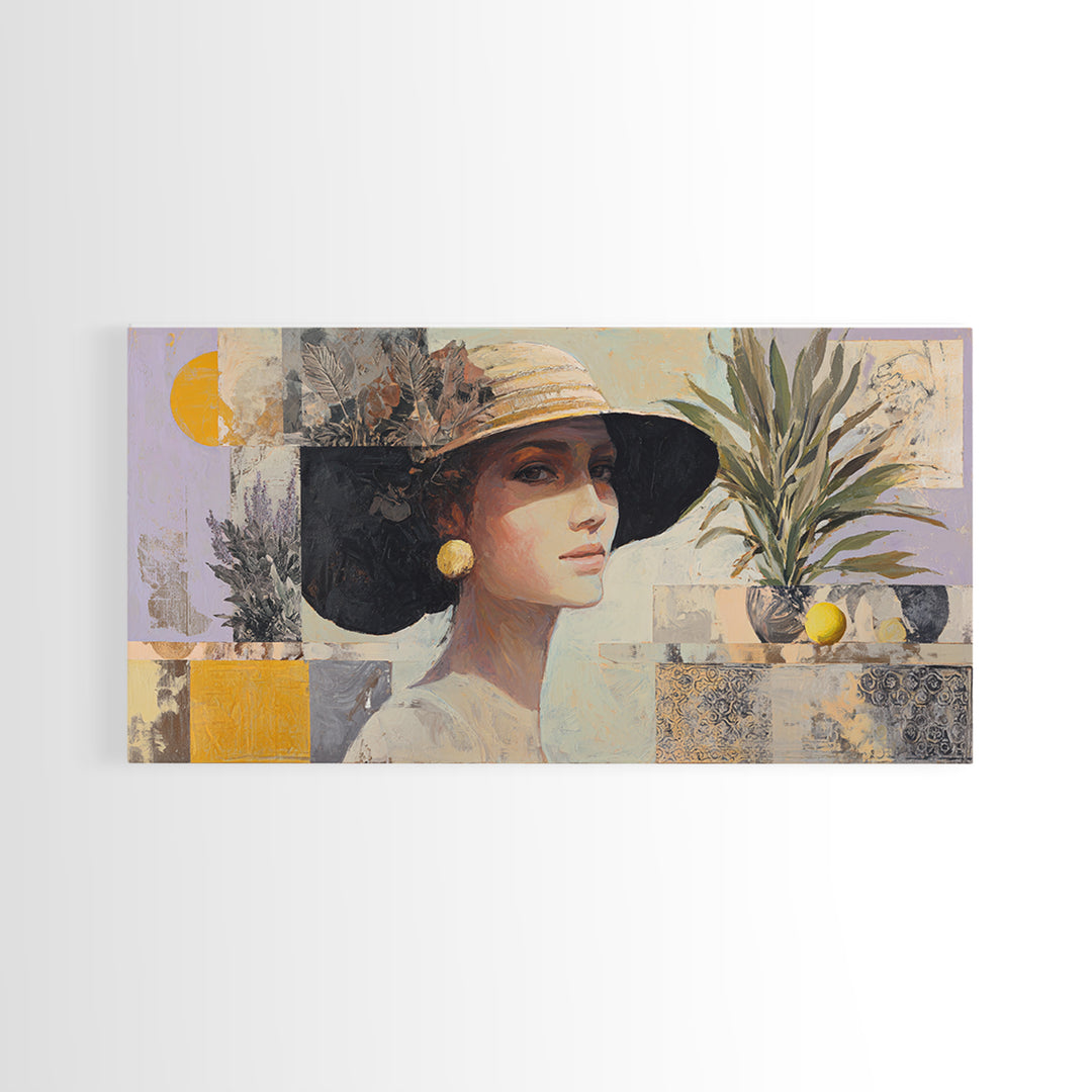 Desert Woman Portrait Framed Canvas Print, Boho Art, Boho Wall Art, Living Room Decor, Fine Art, Bohemian, Statement Artwork, BOH-2x1-11