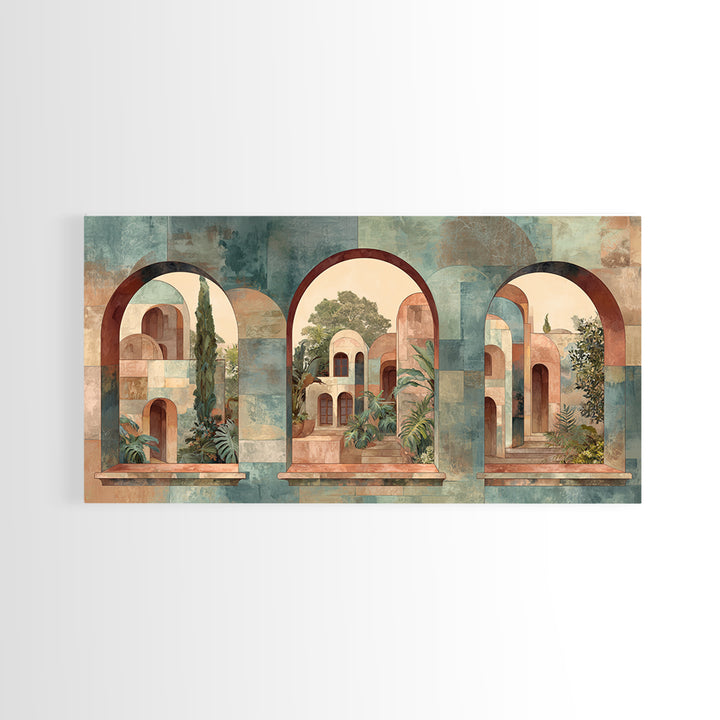 Neutral Rainbow Arches Framed Canvas Print, Boho Art, Boho, Living Room Decor, Abstract Art, Bohemian, Wall Art Print, BOH-2x1-23