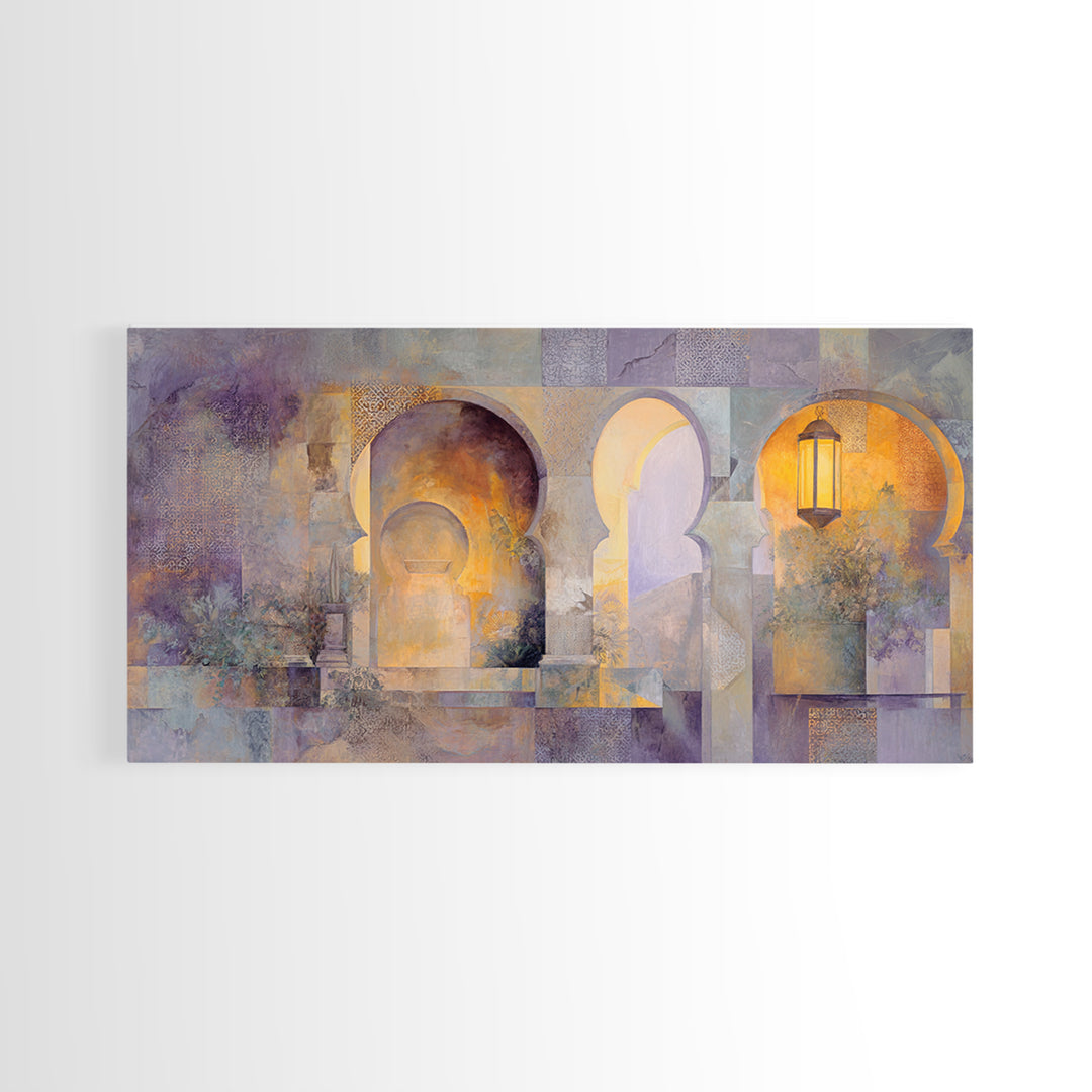 Hand Painted Moroccan Arch Canvas Print, Boho Art, Mid Century Modern, Living Room Decor, Oil Painting, Bohemian, Boho Wall Art, BOH-2x1-39