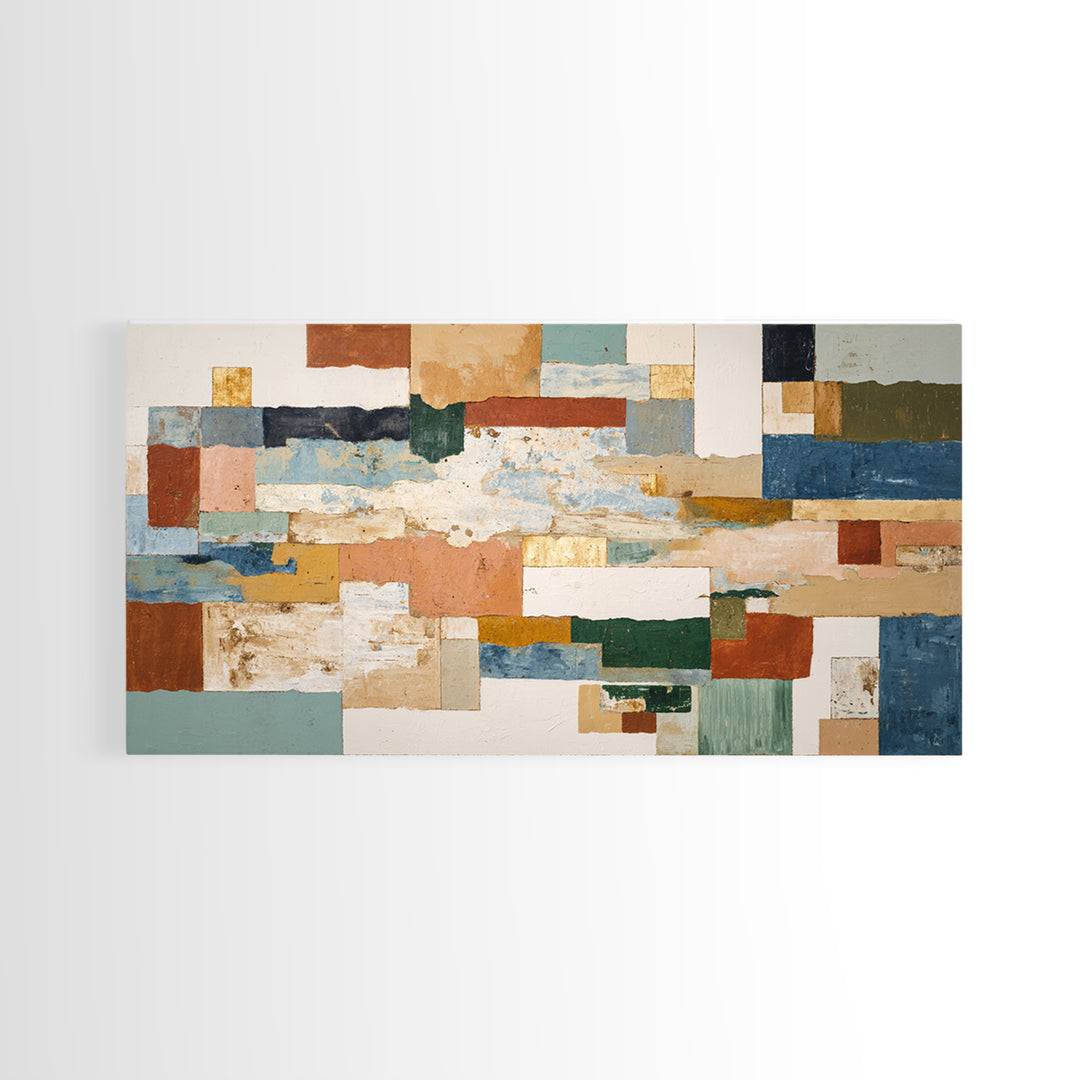 Organic Shape Collage Canvas Print, Boho Art, Minimalist Decor, Living Room Decor, Fine Art, Bohemian, Digital Wall Art, BOH-2x1-44