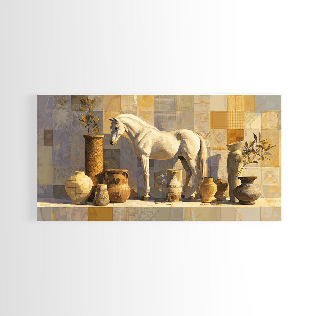 Wild Horse in Dusty Golden Light Canvas Print, Boho Art, Art Print, Living Room Decor, Fine Art, Bohemian, Digital Print, BOH-2x1-52