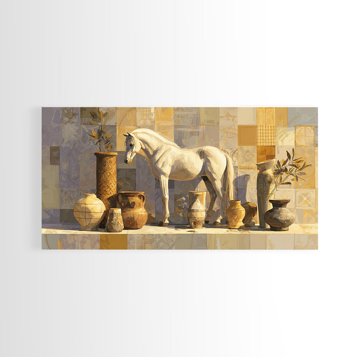Wild Horse in Dusty Golden Light Canvas Print, Boho Art, Art Print, Living Room Decor, Fine Art, Bohemian, Digital Print, BOH-2x1-52