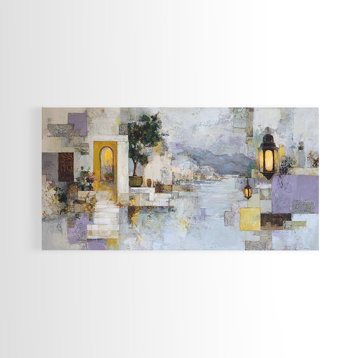 Earth Tone Mountain and River Abstraction Framed Canvas Print, Boho Art, Printable Art, Living Room Decor, Fine Art, Bohemian, BOH-2x1-55