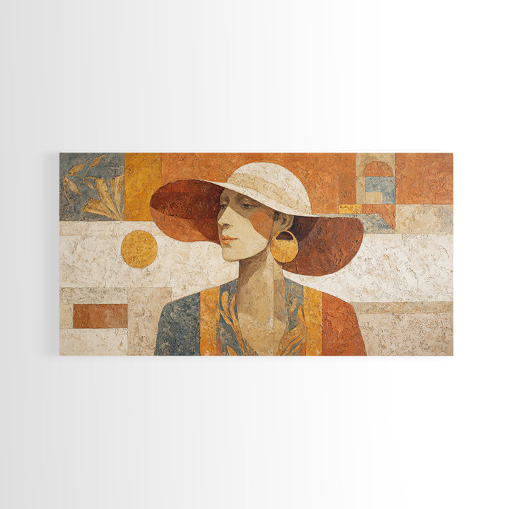 Desert Woman Portrait Framed Canvas Print, Boho Art, Boho Decor, Living Room Decor, Fine Art, Bohemian, Textured Painting, BOH-2x1-59