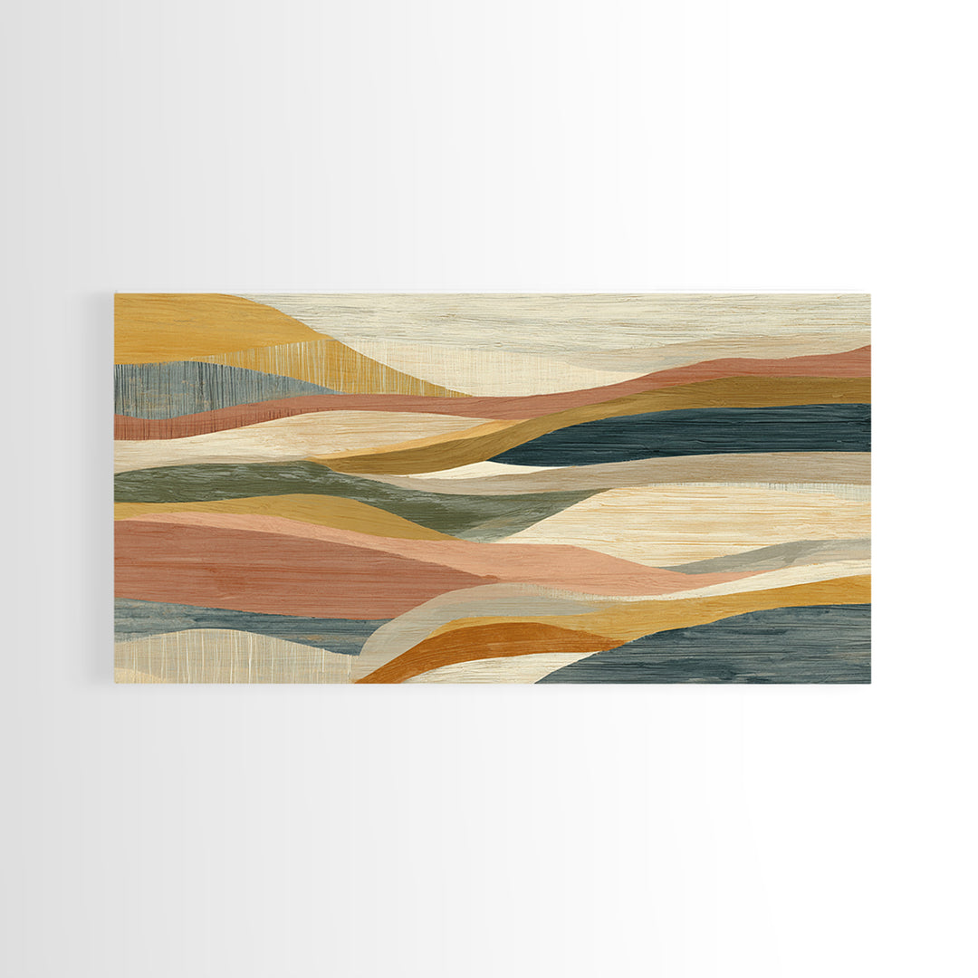Desert Sun with Cactus and Warm Clay Canvas Print, Boho Art, Modern Wall Art, Living Room Decor, Fine Art, Bohemian, BOH-2x1-69