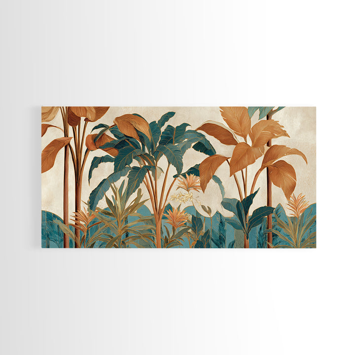 Terracotta Palm Leaves Canvas Print, Boho Art, Living Room Decor, Bohemian, Modern Decor, Fine Art Print, Statement Artwork, BOH-2x1-73