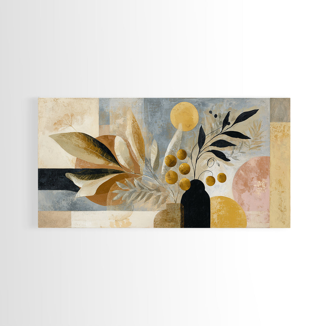 Minimal Black Line Figure Framed Canvas Print, Boho Art, Living Room Decor, Oil Painting, Bohemian, Gallery Decor, BOH-2x1-80