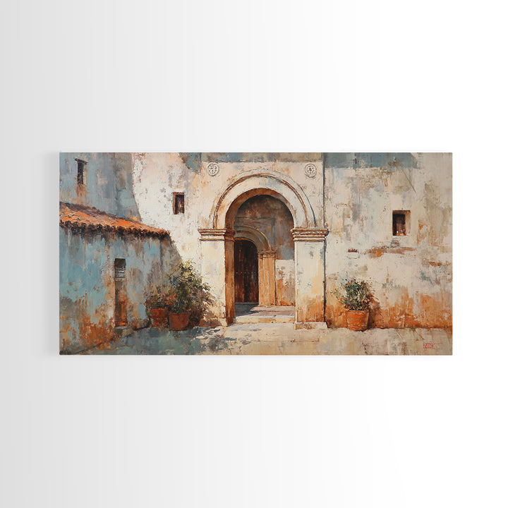 Hand Painted Moroccan Arch Framed Canvas Print, Boho Art, Living Room Wall Art, Living Room Decor, Fine Art, Bohemian, BOH-2x1-87