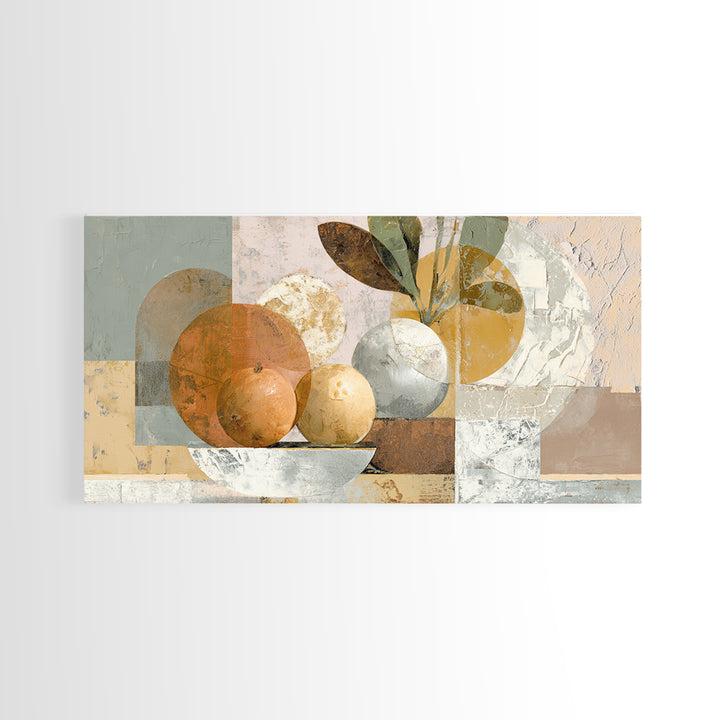 Organic Shape Collage Framed Canvas Print, Boho Art, Art Nouveau, Living Room Decor, Abstract Art, Bohemian, Wall Print, BOH-2x1-92