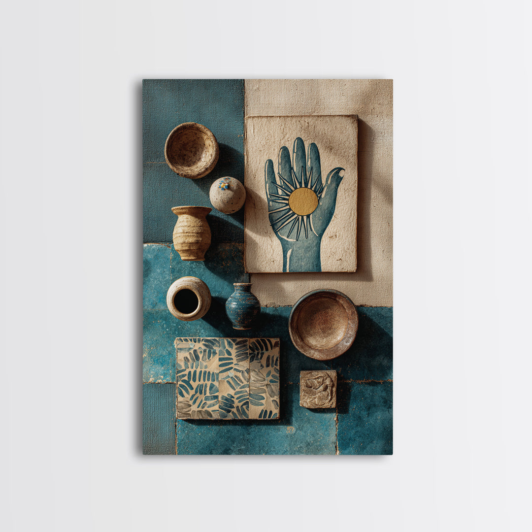 Mystic Hand Holding a Tiny Sun Canvas Print, Boho Art, Art Print, Living Room Decor, Oil Painting, Bohemian, Digital Print, BOH-2x3-14