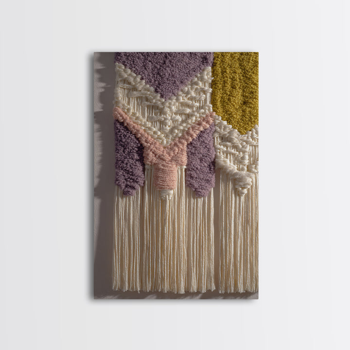 Macrame Geometric Fringe Pattern Canvas Print, Boho Art, Mid Century Modern, Living Room Decor, Bohemian, Boho Wall Art, BOH-2x3-15