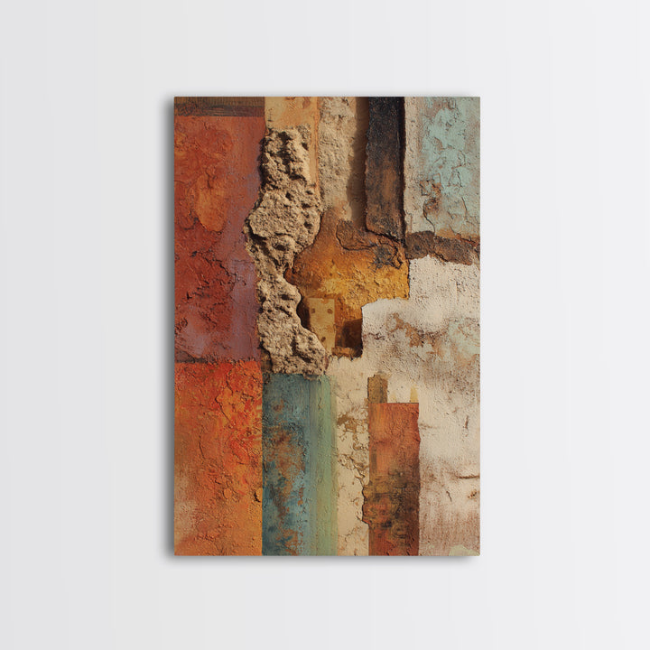 Earth Tone Mountain and River Abstraction Framed Canvas Print, Boho Art, Digital Wall Art, Living Room Decor, Bohemian, BOH-2x3-19