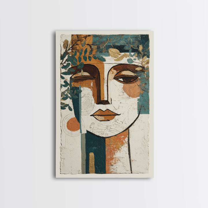 Minimal Black Line Figure Framed Canvas Print, Boho Art, Garden Art, Living Room Decor, Watercolor Art, Bohemian, BOH-2x3-20