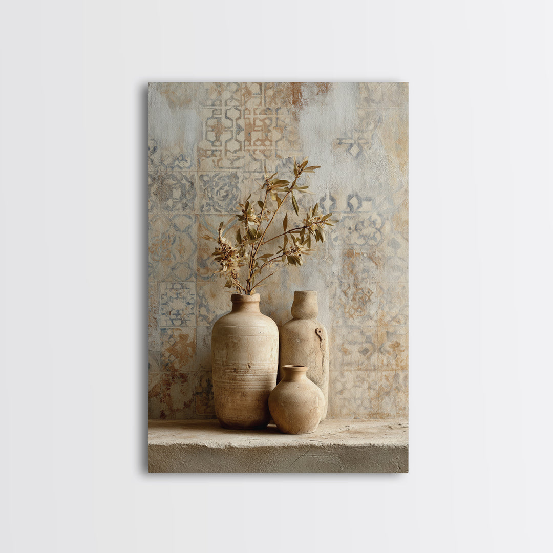 Tribal Neutral Pattern Framed Canvas Print, Boho Art, Printable, Living Room Decor, Fine Art, Bohemian, Abstract Wall Art, BOH-2x3-22