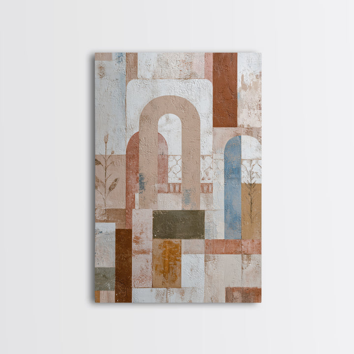 Hand Painted Moroccan Arch Framed Canvas Print, Boho Art, Digital Art, Living Room Decor, Fine Art, Bohemian, Printable Art, BOH-2x3-3