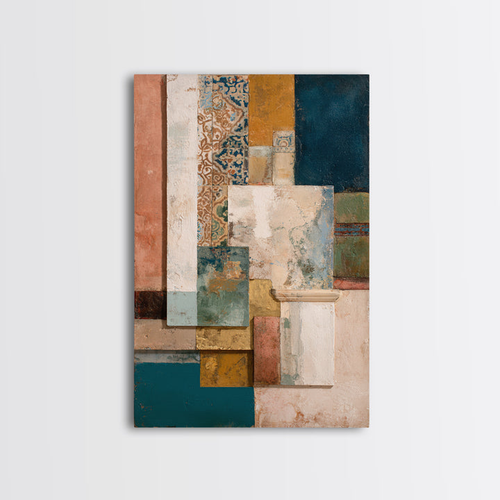 Organic Shape Collage Canvas Print, Boho Art, Home Decor, Living Room Decor, Abstract Art, Bohemian, Artwork, Wallart, BOH-2x3-32