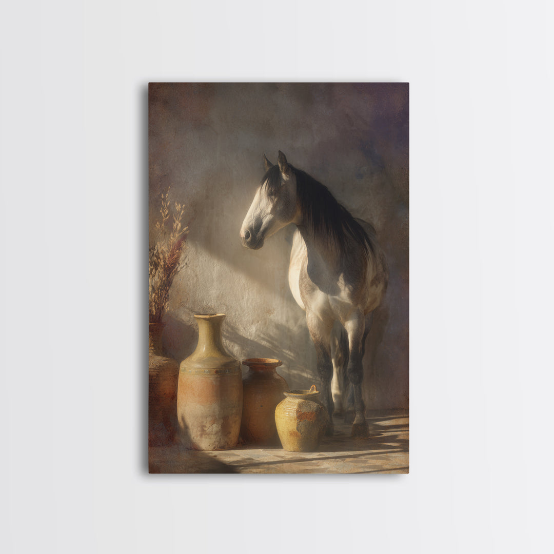Wild Horse in Dusty Golden Light Canvas Print, Boho Art, Printable Wall Art, Living Room Decor, Bohemian, Abstract Wall Art, BOH-2x3-40