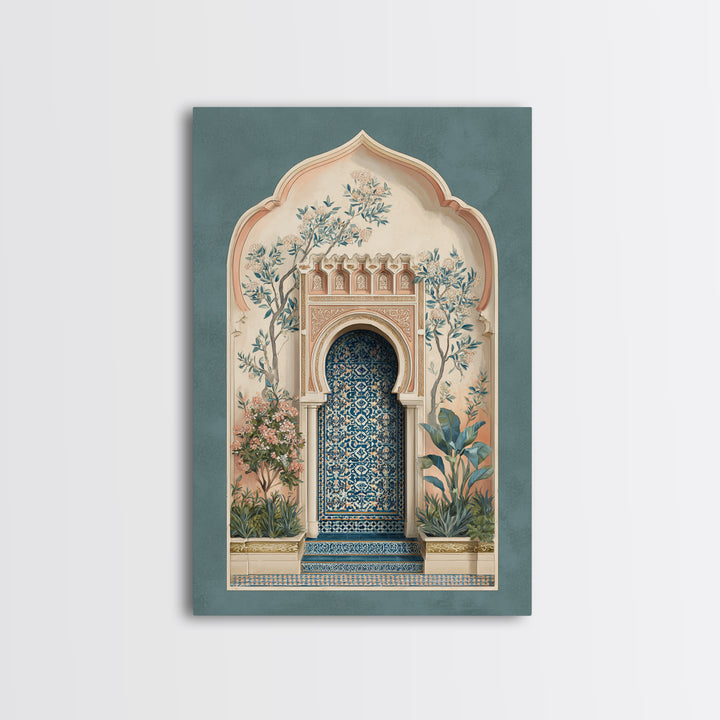 Hand Painted Moroccan Arch Framed Canvas Print, Boho Art, Living Room Decor, Oil Painting, Bohemian, Gallery Decor, BOH-2x3-51