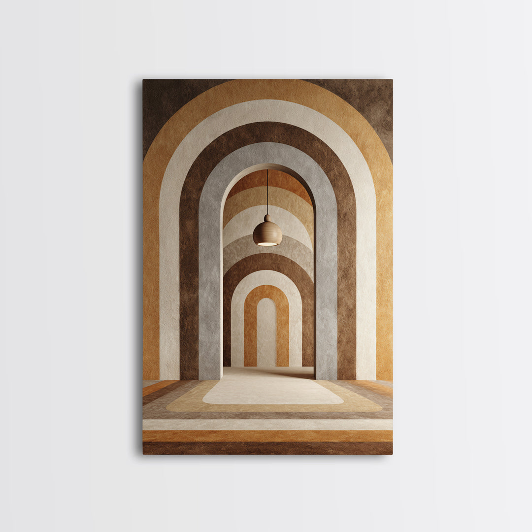 Neutral Rainbow Arches Framed Canvas Print, Boho Art, Boho Decor, Living Room Decor, Abstract Art, Bohemian, Textured Painting, BOH-2x3-59