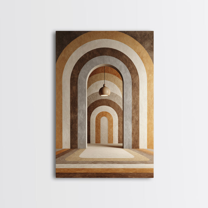 Neutral Rainbow Arches Framed Canvas Print, Boho Art, Boho Decor, Living Room Decor, Abstract Art, Bohemian, Textured Painting, BOH-2x3-59