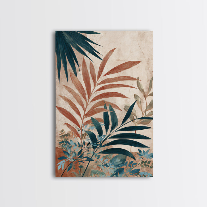 Terracotta Palm Leaves Canvas Print, Boho Art, Wall Art Print, Living Room Decor, Fine Art, Bohemian, Luxury Decor, BOH-2x3-61