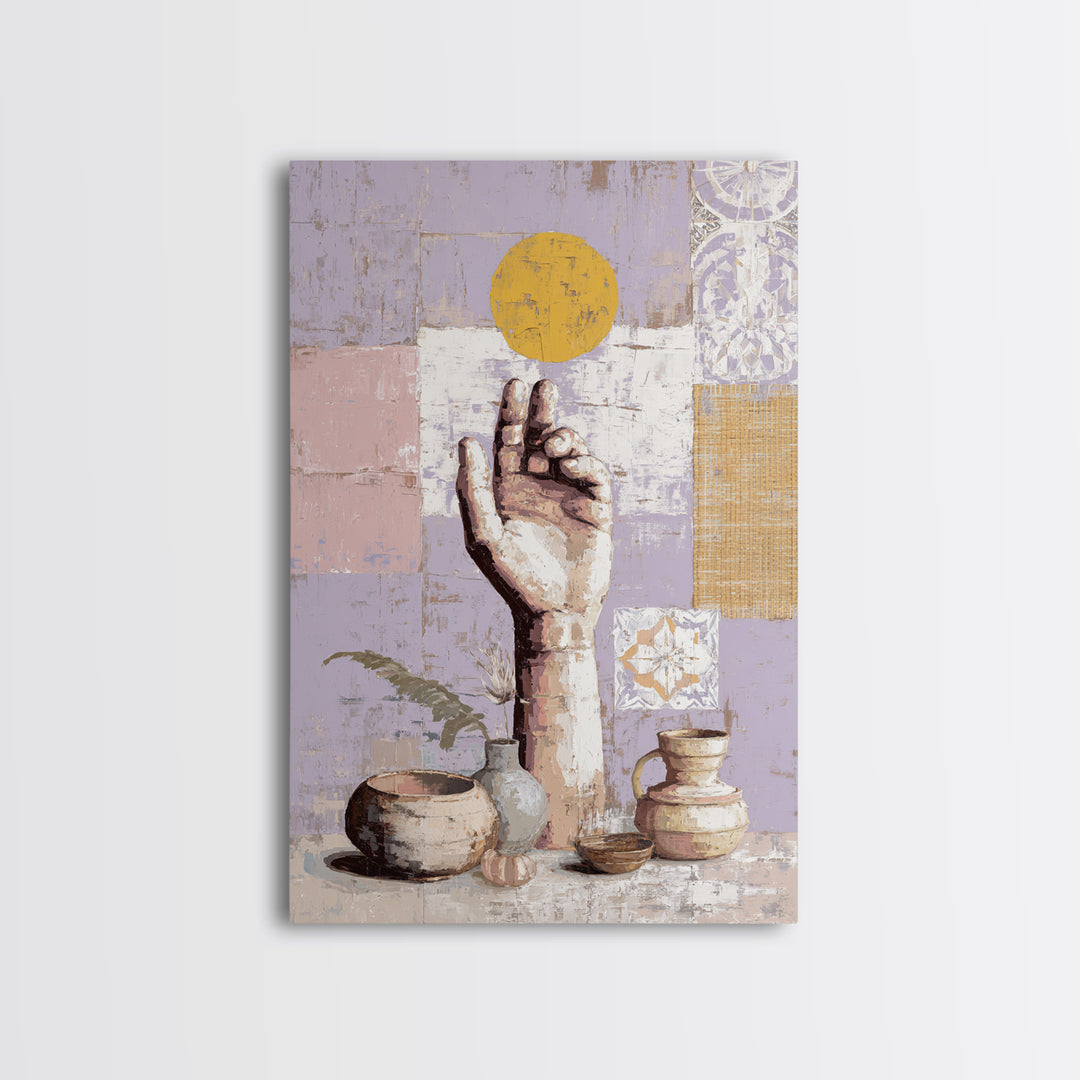 Mystic Hand Holding a Tiny Sun Canvas Print, Boho Art, Canvas Art, Living Room Decor, Abstract Art, Bohemian, Wall Art Set, BOH-2x3-62