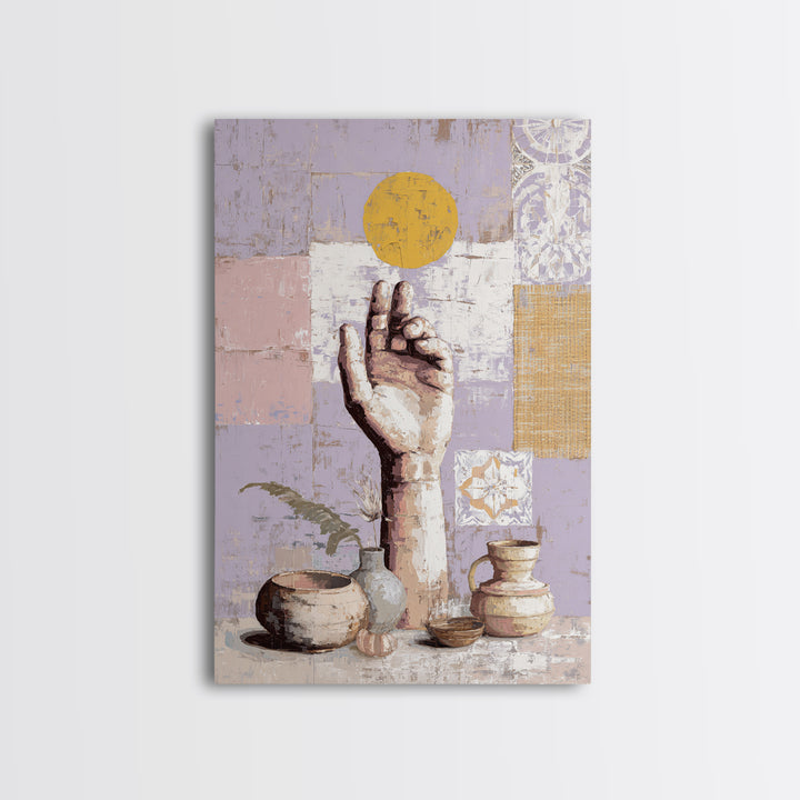Mystic Hand Holding a Tiny Sun Canvas Print, Boho Art, Canvas Art, Living Room Decor, Abstract Art, Bohemian, Wall Art Set, BOH-2x3-62