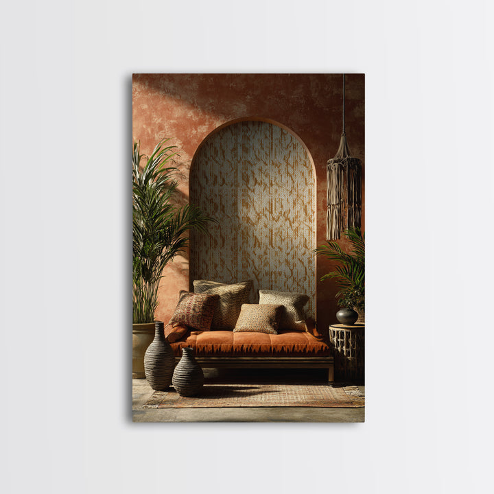 Macrame Geometric Fringe Pattern Framed Canvas Print, Boho Art, Living Room Wall Art, Living Room Decor, Abstract Art, Bohemian, BOH-2x3-63