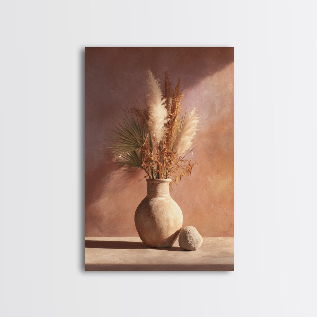 Bohemian Vase with Dried Pampas Grass Canvas Print, Boho Art, Modern Wall Art, Living Room Decor, Fine Art, Bohemian, BOH-2x3-65