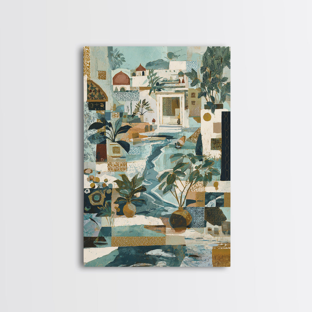 Earth Tone Mountain and River Abstraction Canvas Print, Boho Art, Wall Print, Living Room Decor, Bohemian, Minimalist Decor, BOH-2x3-67