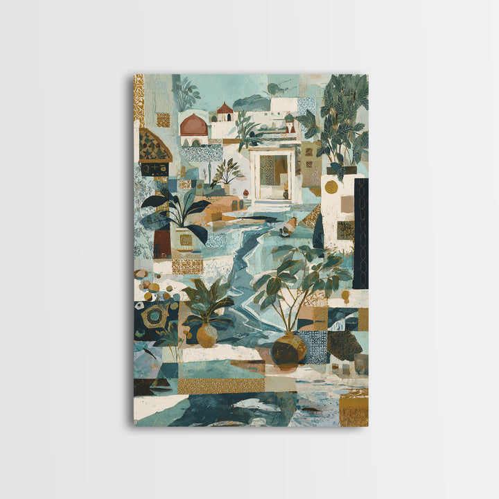 Earth Tone Mountain and River Abstraction Canvas Print, Boho Art, Wall Print, Living Room Decor, Bohemian, Minimalist Decor, BOH-2x3-67